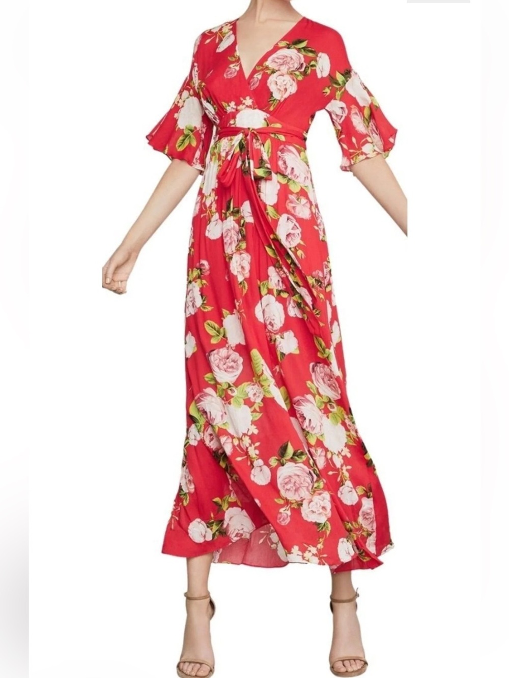 BCBGMAXAZRIA “In Bloom” Floral Faux-Wrap Maxi Dress